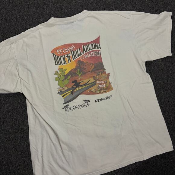 Vintage Other - Vintage Y2k 2005 Rock N Roll Marathon Arizona Running Race White Graphic Tee XL